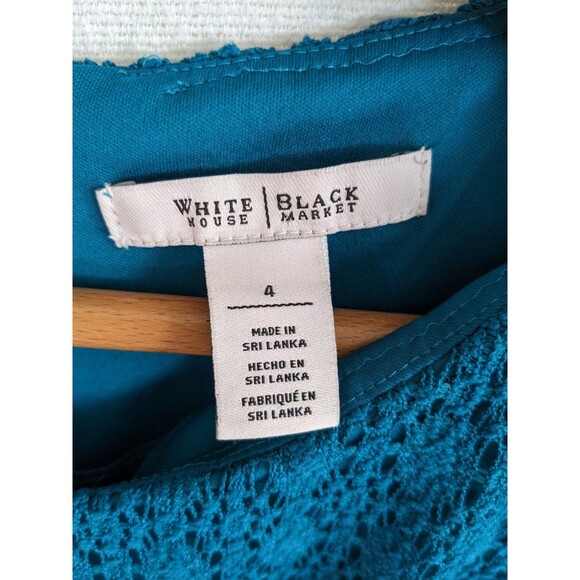 WHBM White House Black Market TEAL Lace Fit Flare Knee Length Dress Size 4 - Picture 4 of 10